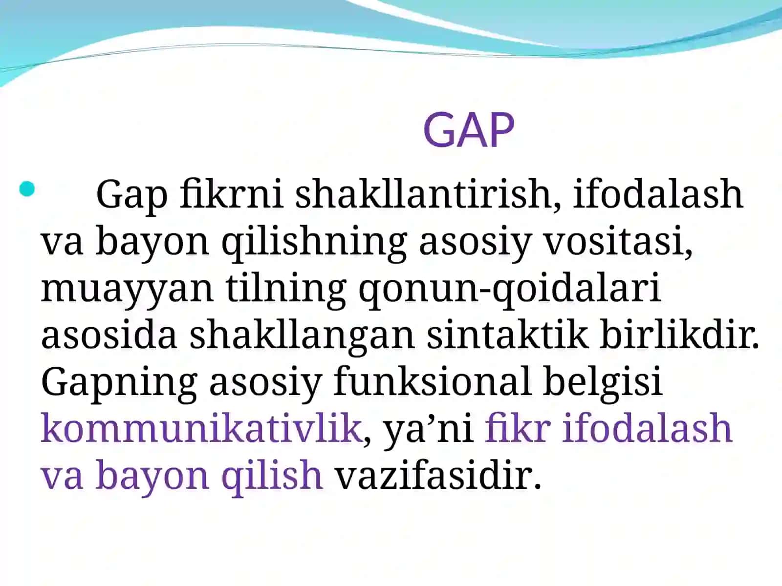 Sodda gap sintaksisi. Sodda gapning murakkablashuvi 3