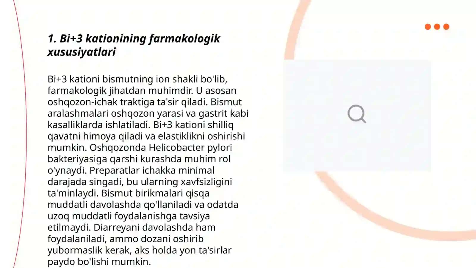 Bi+3 kationini tibbiyotda qo'llanishi va dori 3
