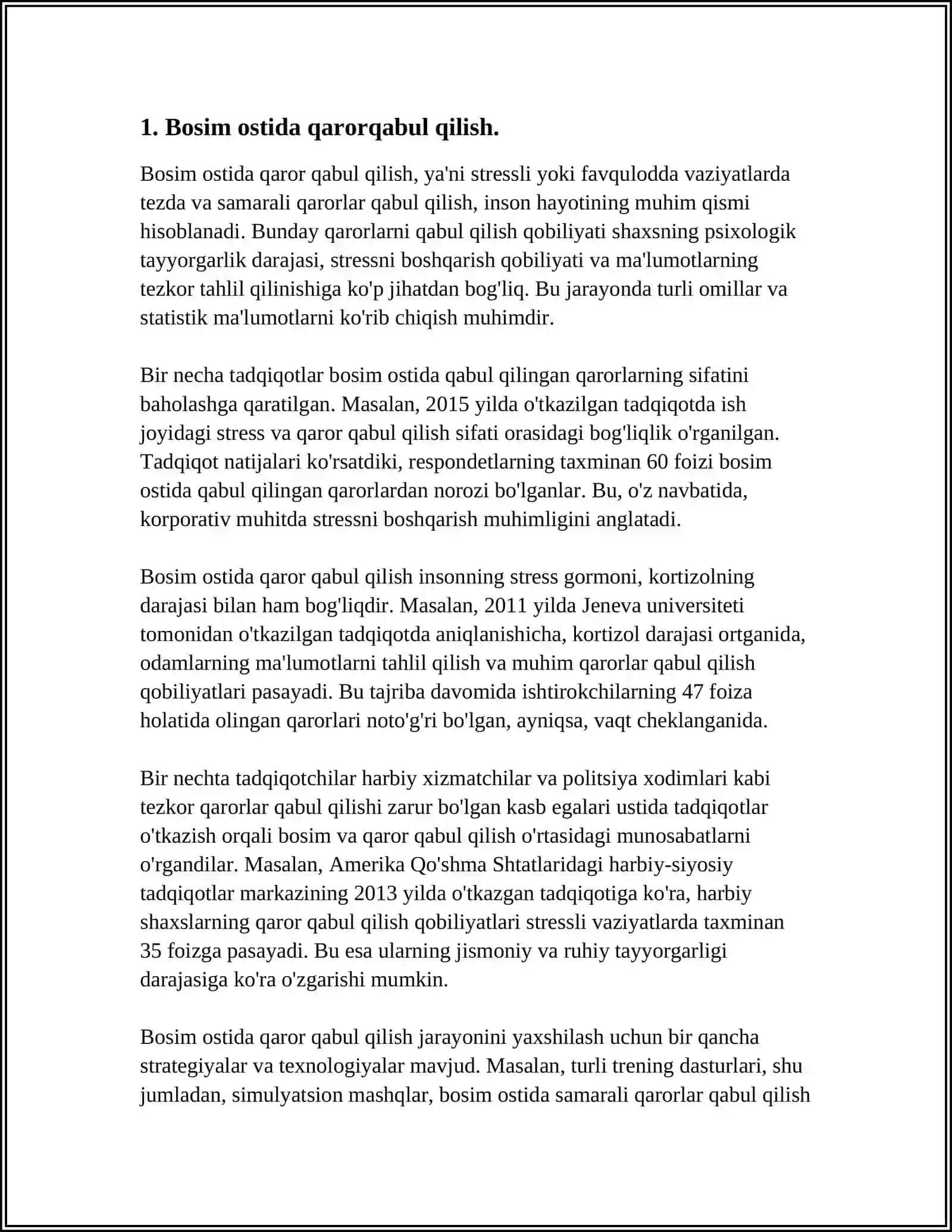 MUSTAQIL ISH Mavzu: BOSIM OSTIDA QUYISH 3
