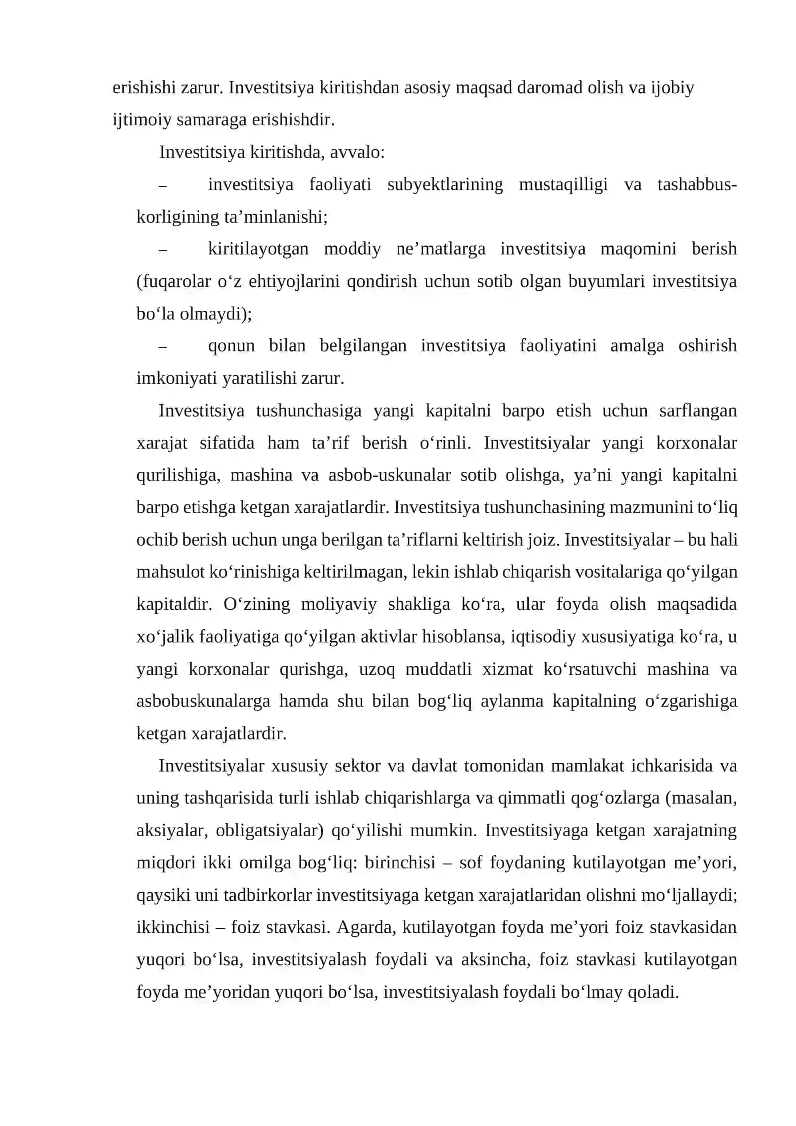 Investitsiya, uning mohiyati, iqtisodiy mazmuni va turlari 3