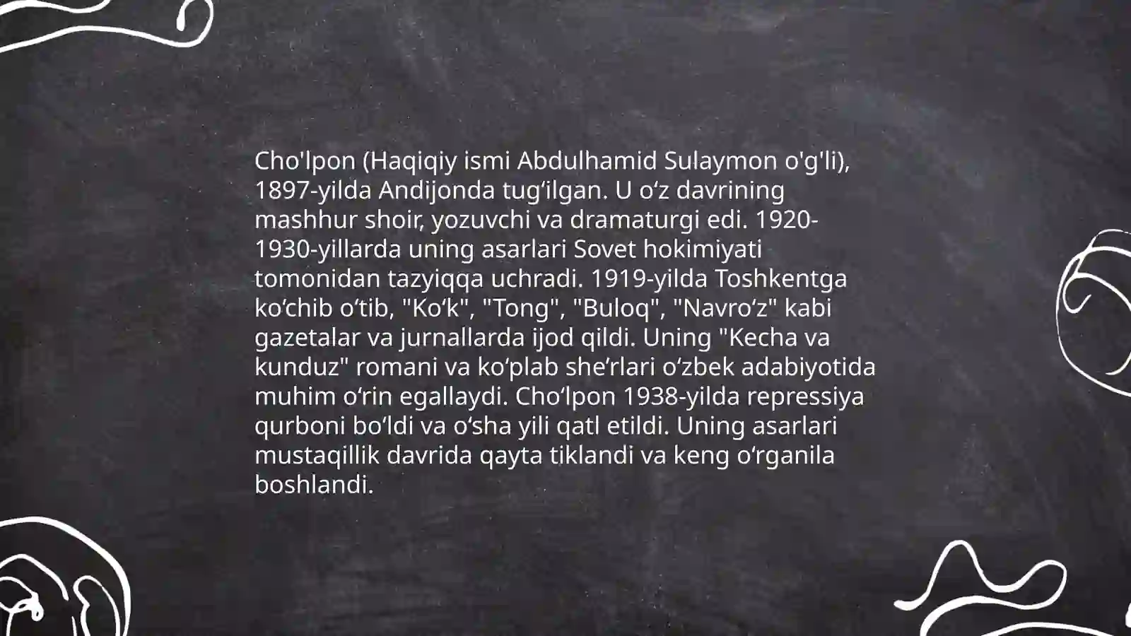 Cho'lpon hayoti va ichodi 3