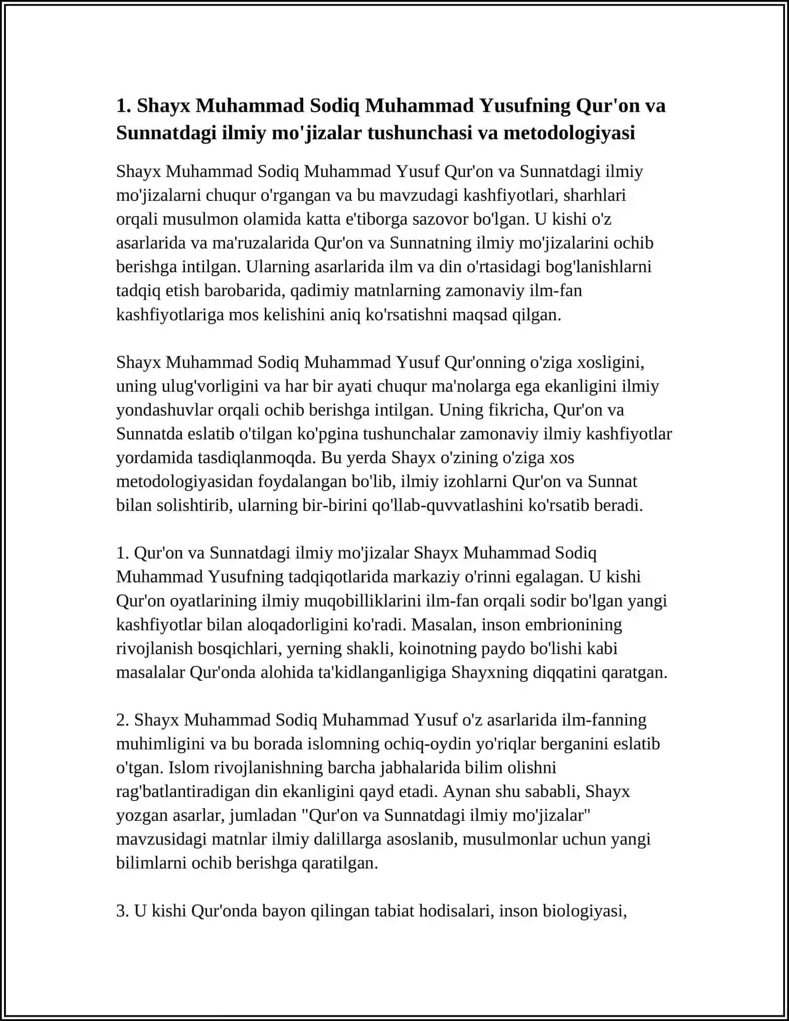 SHAYX MUHAMMAD SODIQ MUHAMMAD YUSUFNING QURON VA SUNNATDAGI ILMIY MÕJIZALAR 3
