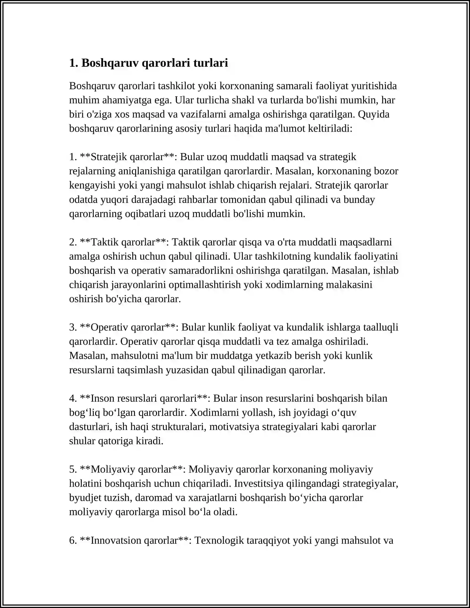 BOSHQARUV QARORLARI TASNIFI 3