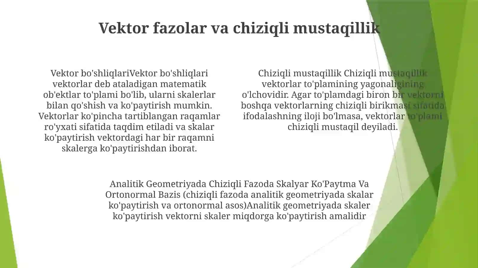 Analitik Geometriyada Chiziqli Fazoda Skalyar Ko'Paytma VaOrtonormalBazis 3