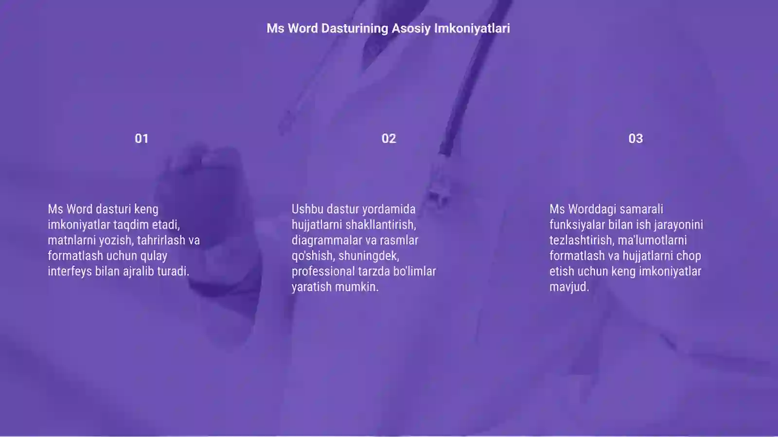 Ms Word dasturi imkonyatlari 3
