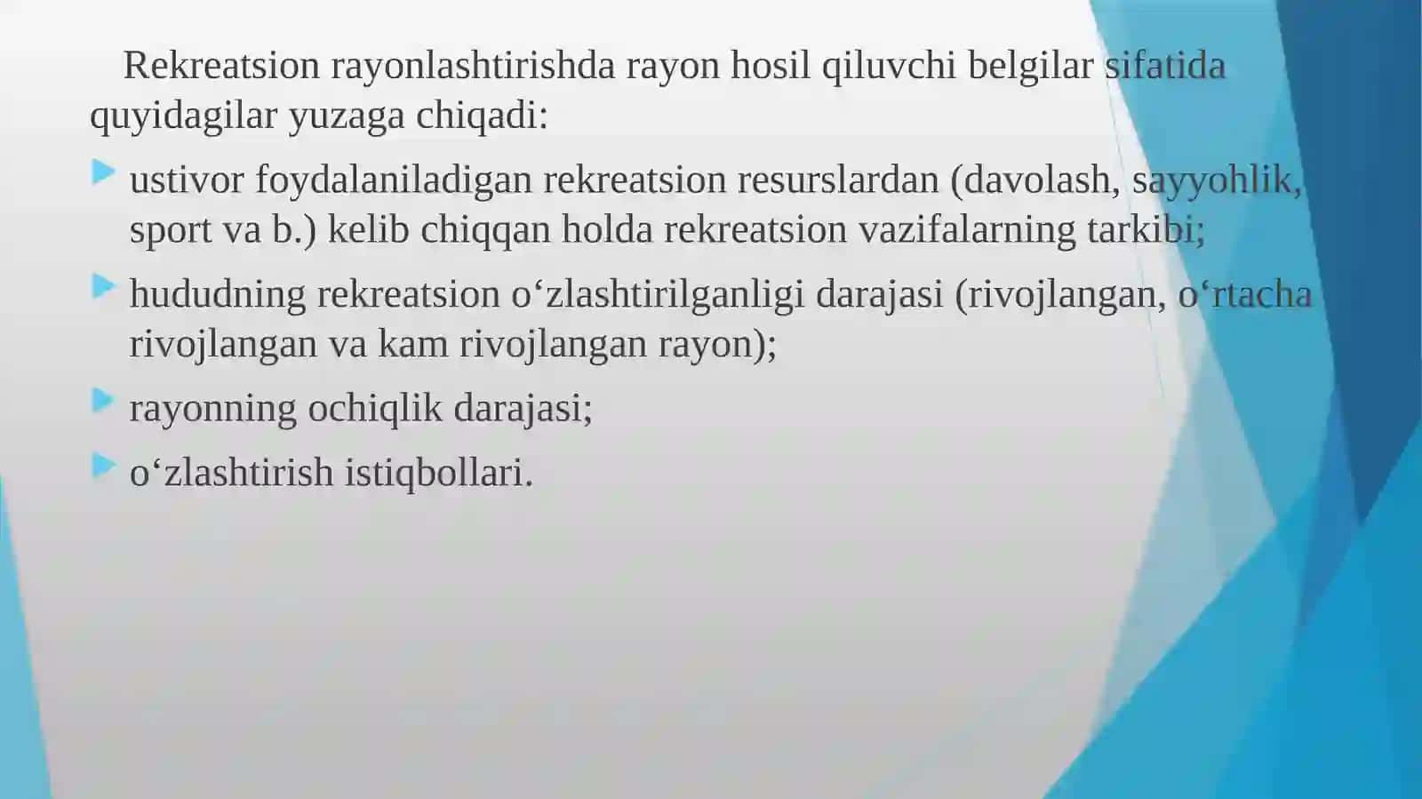 REKREATSION RAYONLASHTIRISHVA RAYONHOSIL QILUVCHI BELGILAR 3