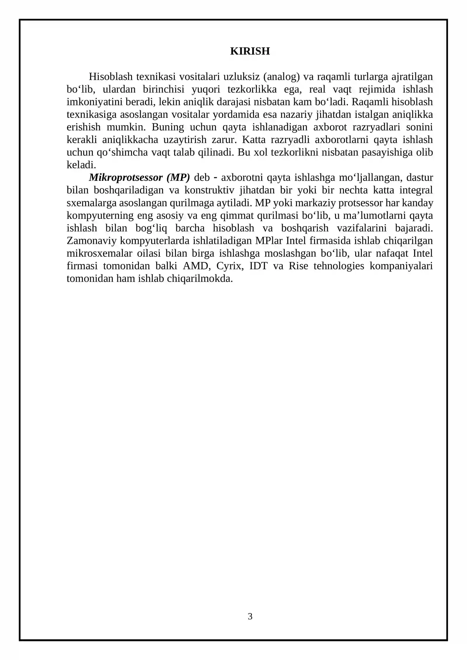 Mikroprotsessor va mikroprotsessor tizimlari 3