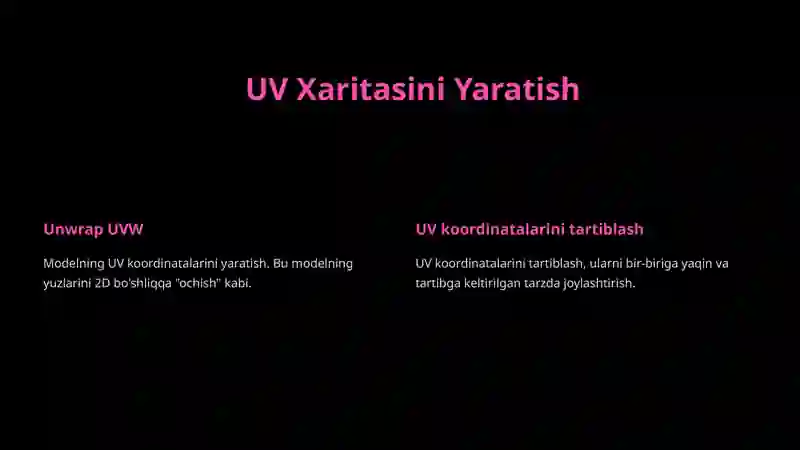 Teksturalarni UV xaritaga bog‘lash 3