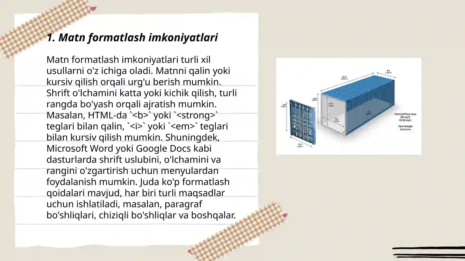 Matn formatlash imkoniyatlari 3