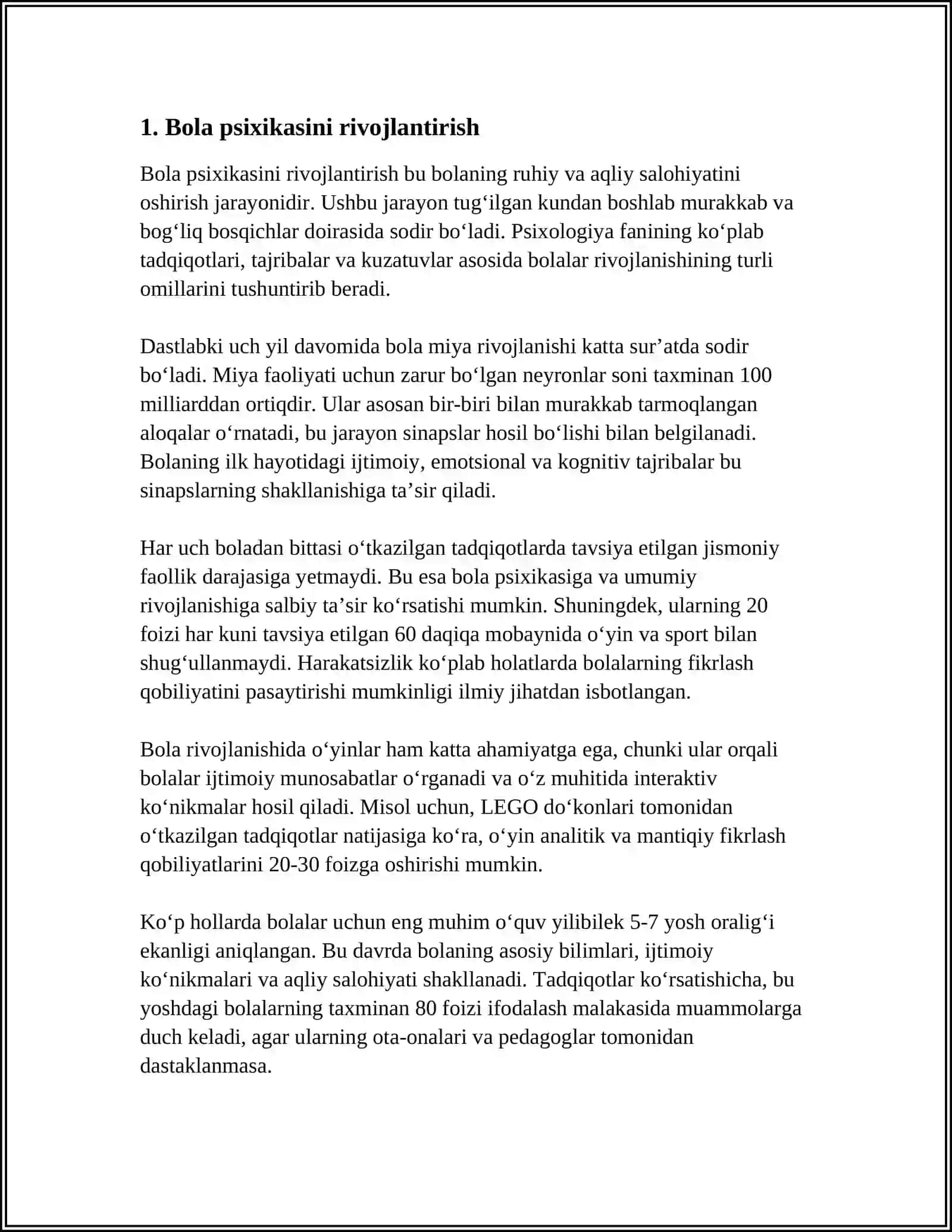 BOLA PSIXIKASINI O'RGANISH PRINSIPLARI 3