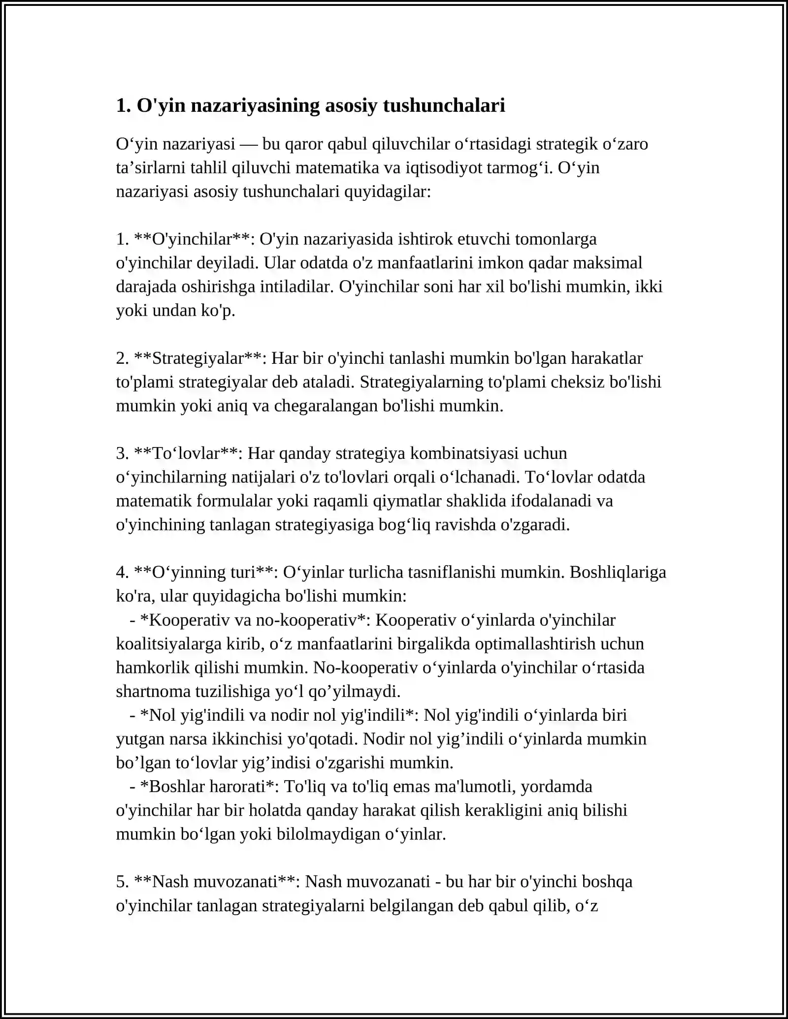 O'YIN NAZARIYASI VA UNING INSTITUTSIONAL TAHLILDA QO'LLANILISHI 3