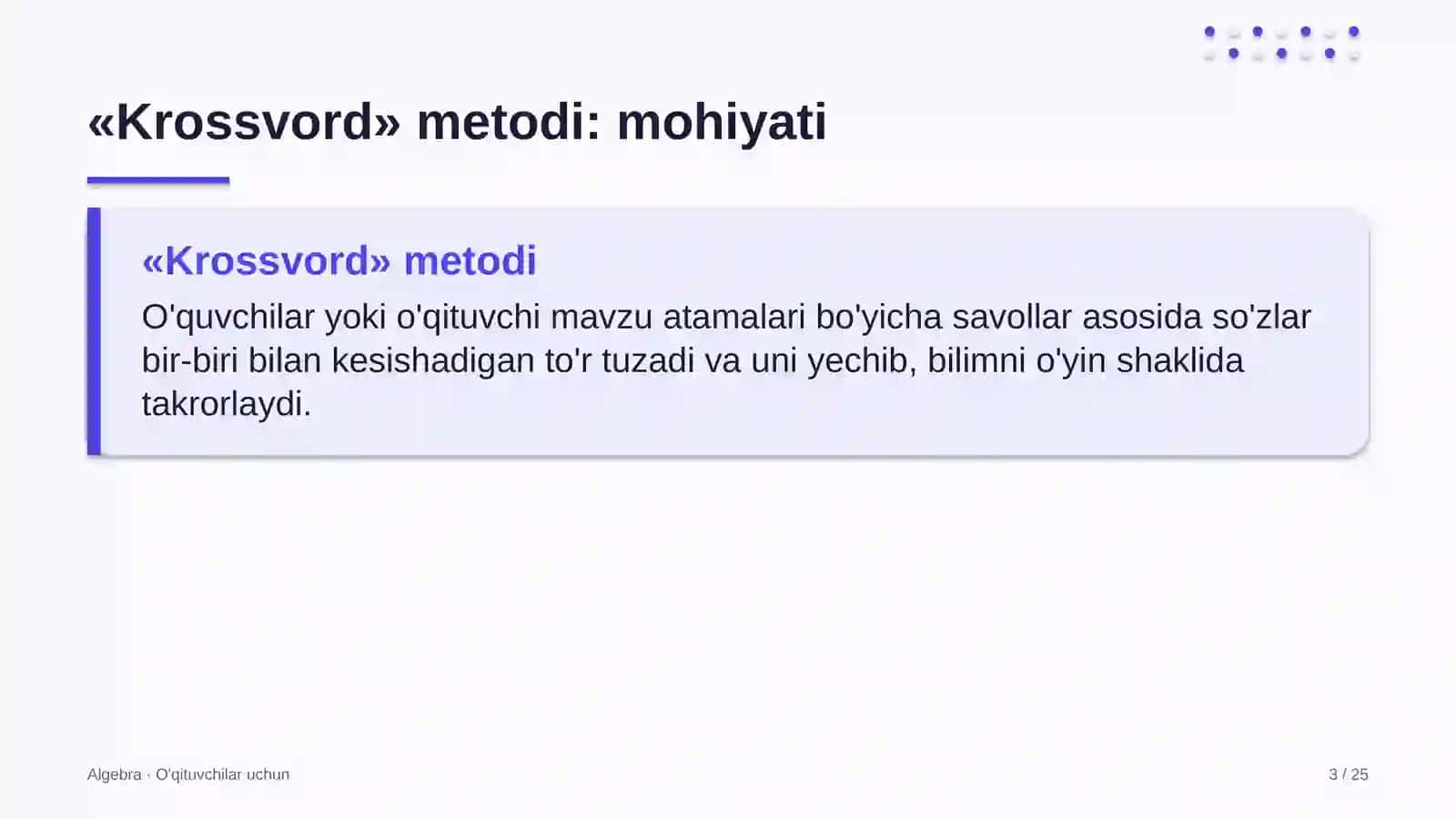 algebra darslarida krossvord metodidan foydalanish 8687 3