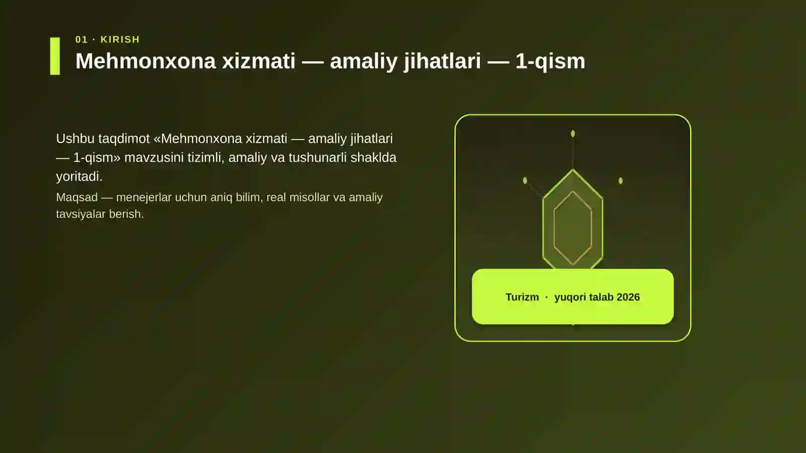 Mehmonxona xizmati - amaliy jihatlari - 1-qism 3