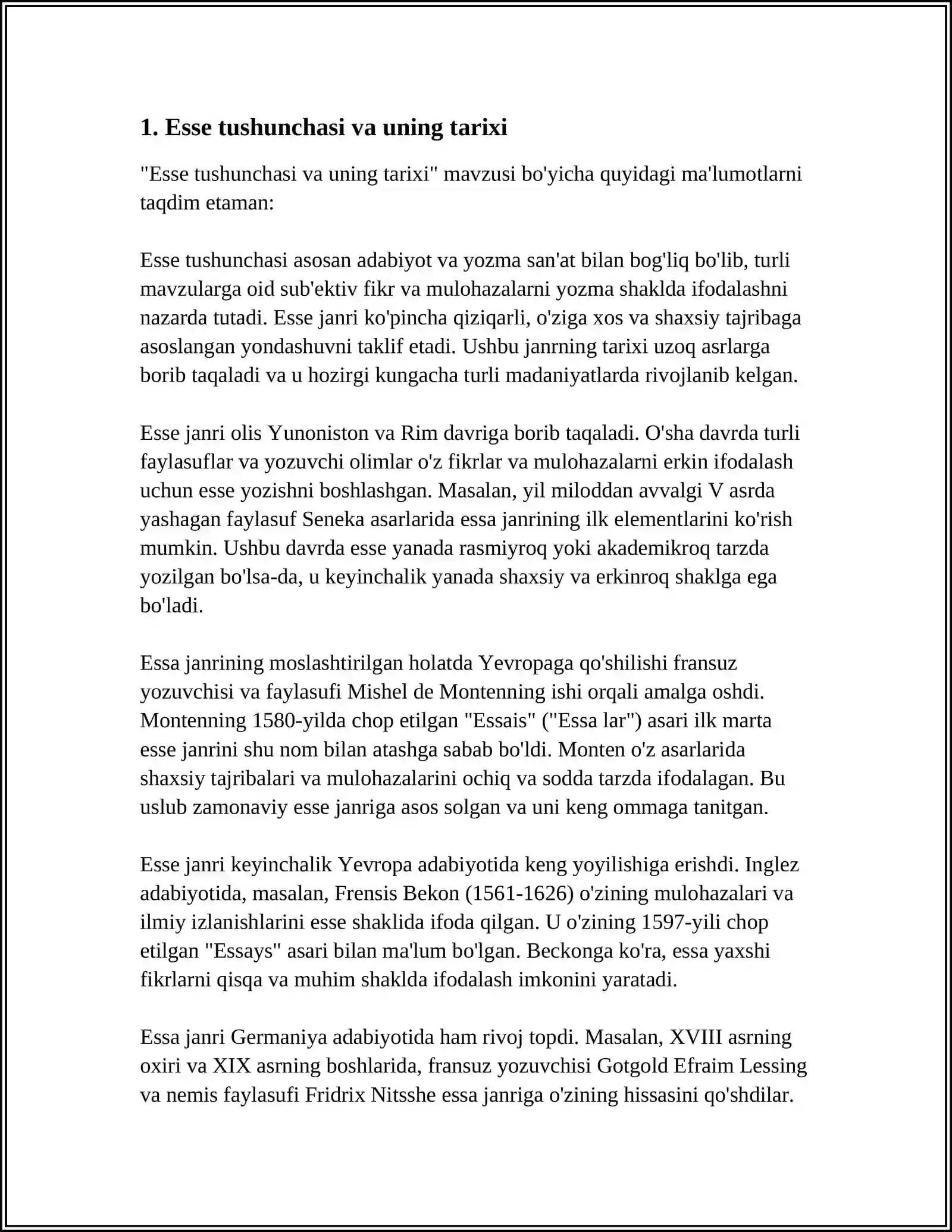 ESSE HAQIDA MALUMOTLAR 3