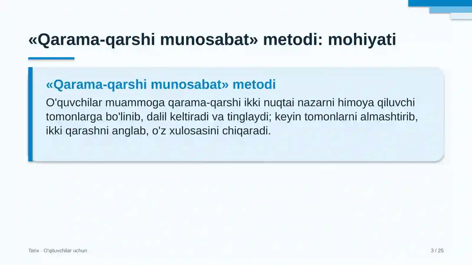 tarix darslarida qarama qarshi munosabat metodidan foydalanish 9652 3