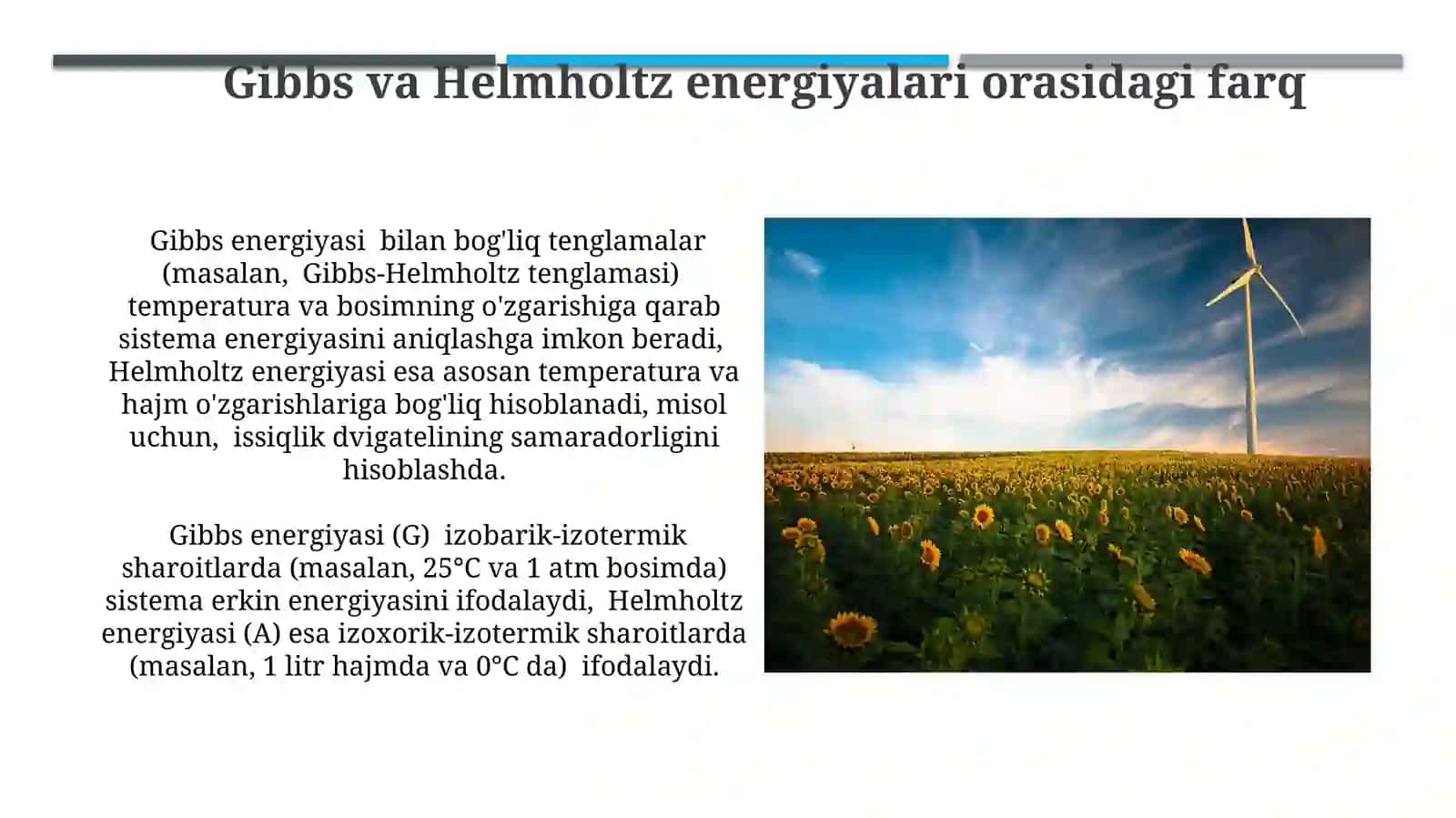 Gibbs va Gelmgols energiyalari 3