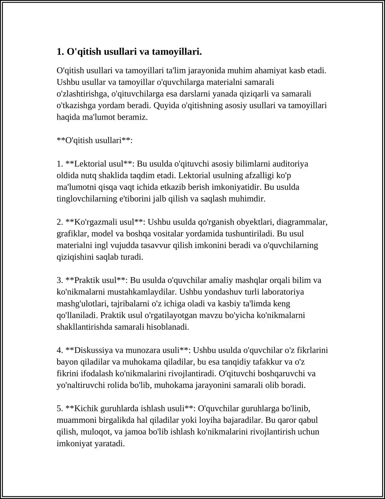 TABIIY FANLAR O‘QITISH METODIKASI, O‘QITISH TAMOYILLARINI AMALIYOTGA TATBIQ ETISH 3
