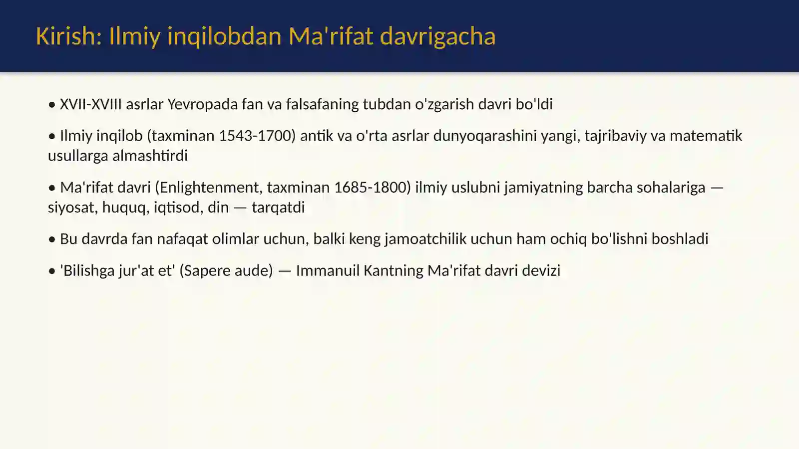 XVII asr oxiri - XVIII asrda Yevropada fanning rivoji 3