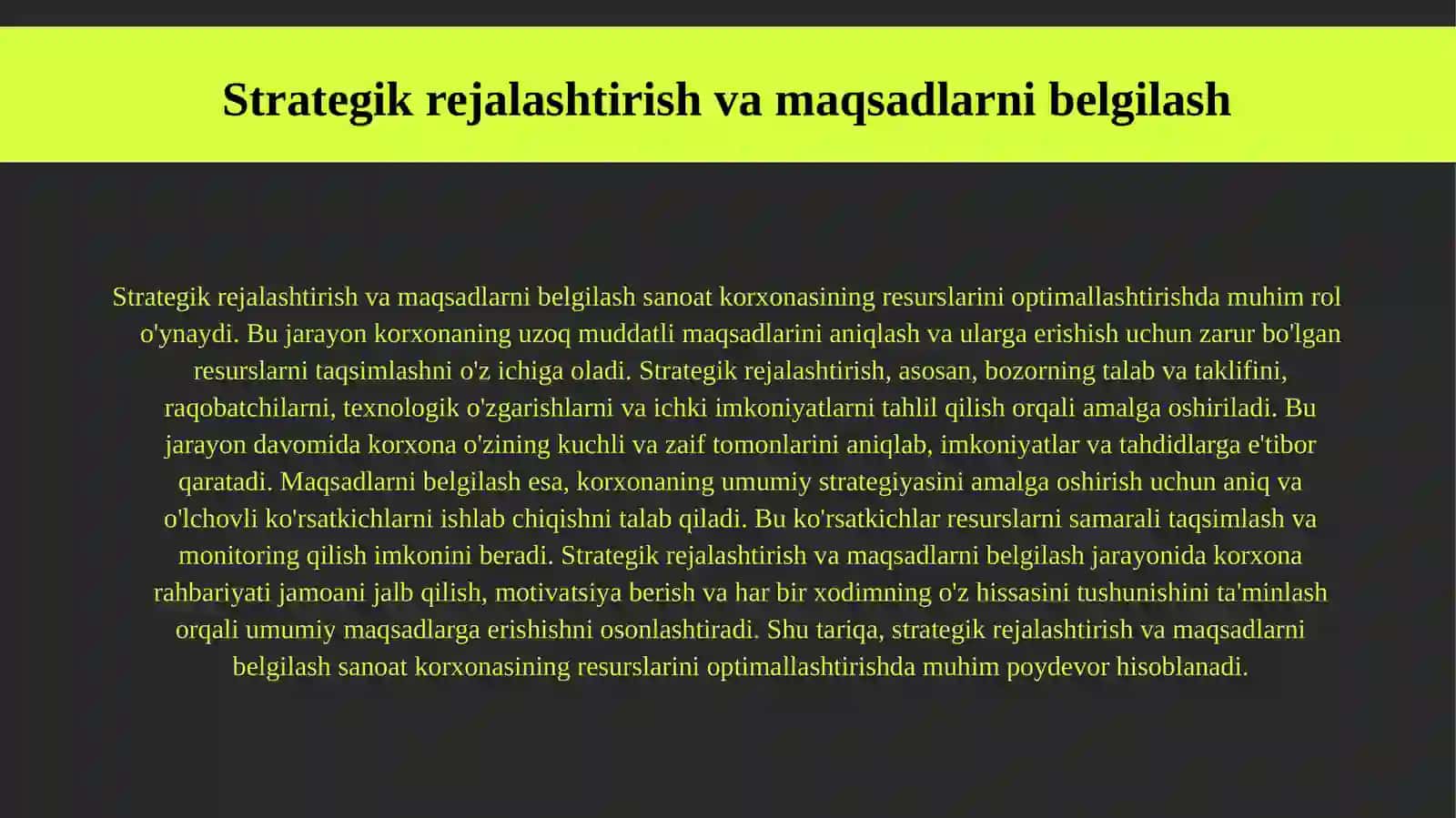 Sanoat korxonasining resurslarini strategik boshqaruv nuqtai nazaridan optimallashtirish 3