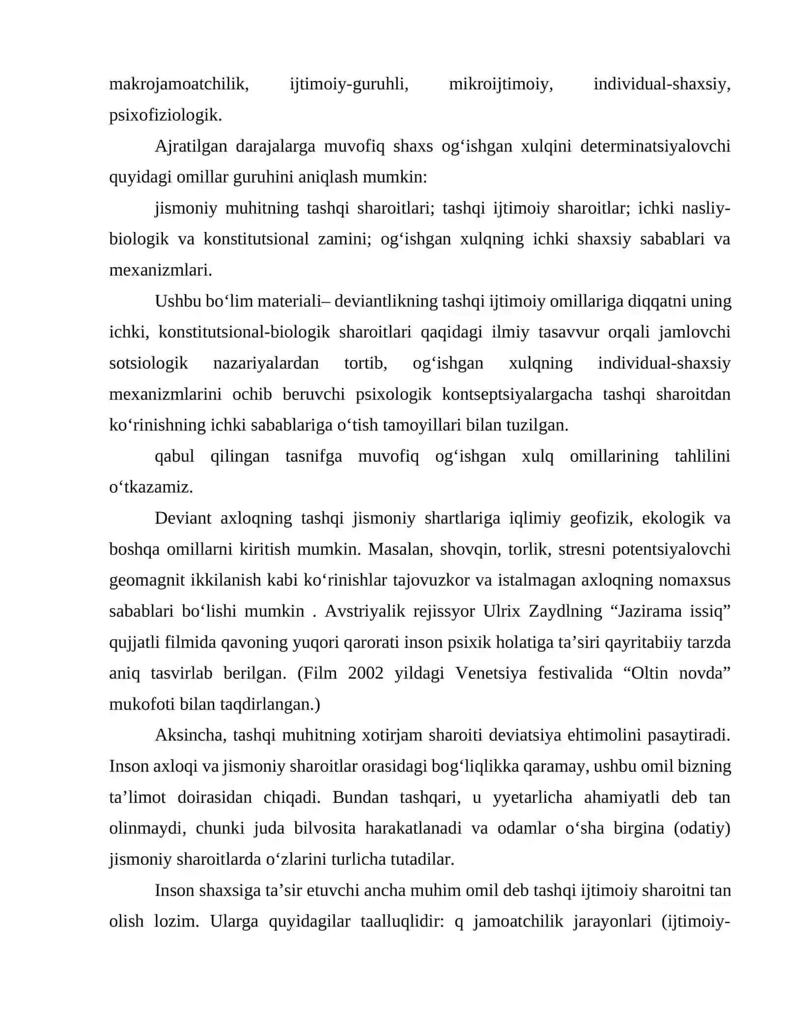 Shaxs ogʻishgan xulqining determinatsiyasida ijtimoiy va tabiiy birlik 3