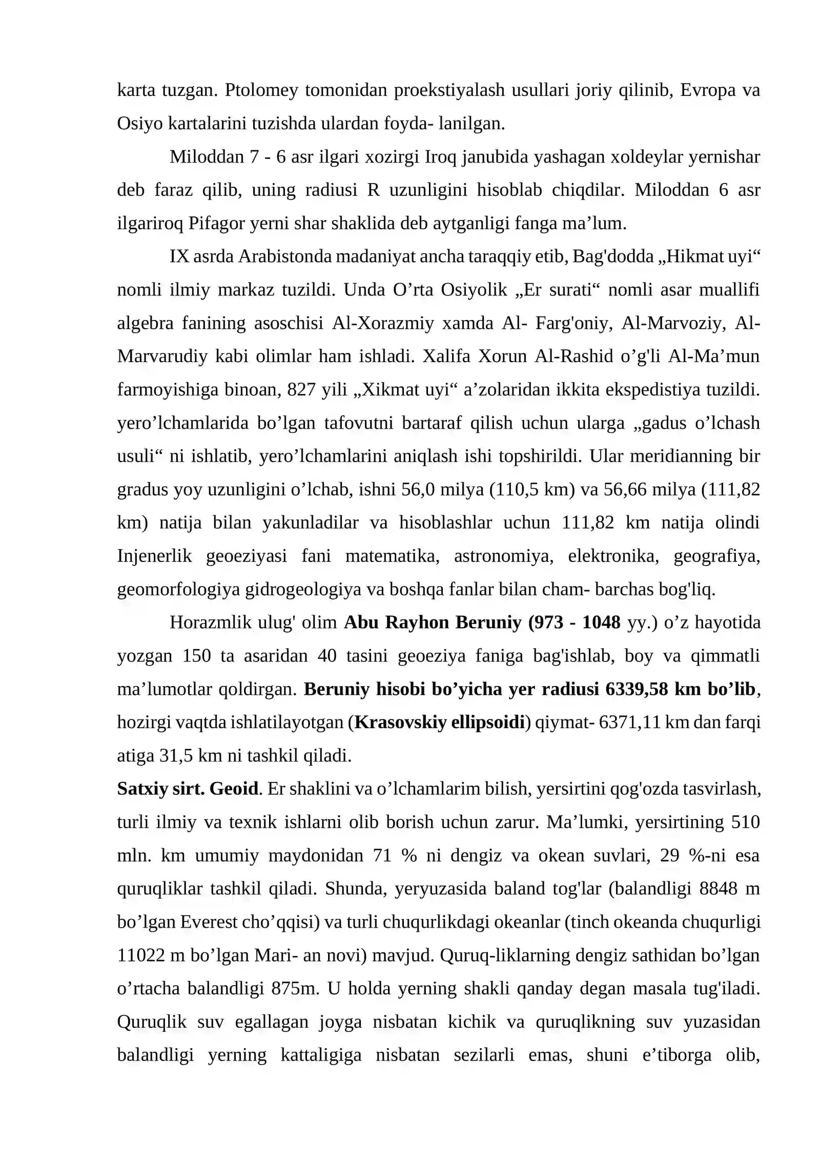 Geodeziya to’g’risida umumiy ma’lumot 3