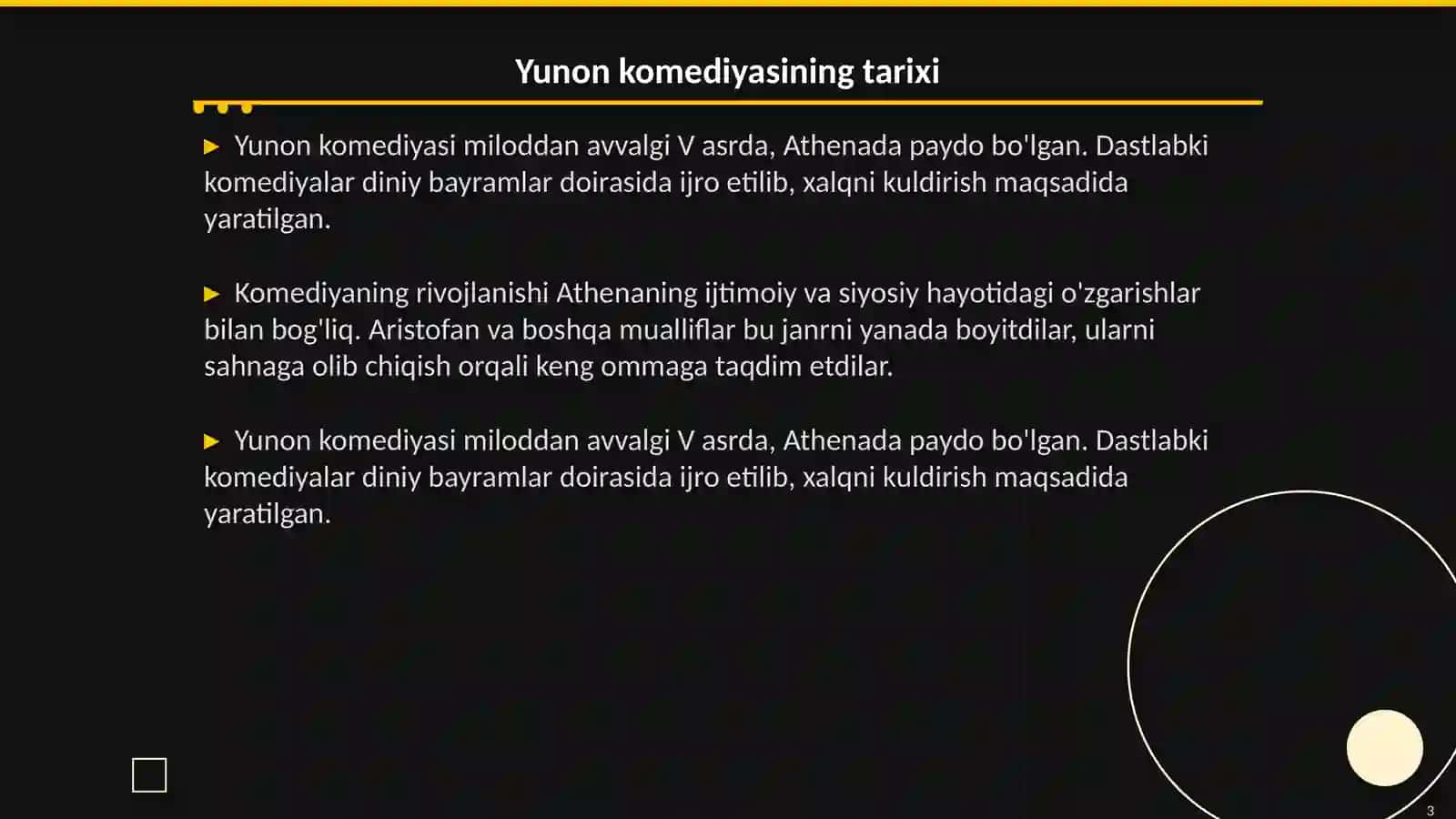 Yunon komediyasi:komediya va komizm masalasi 3