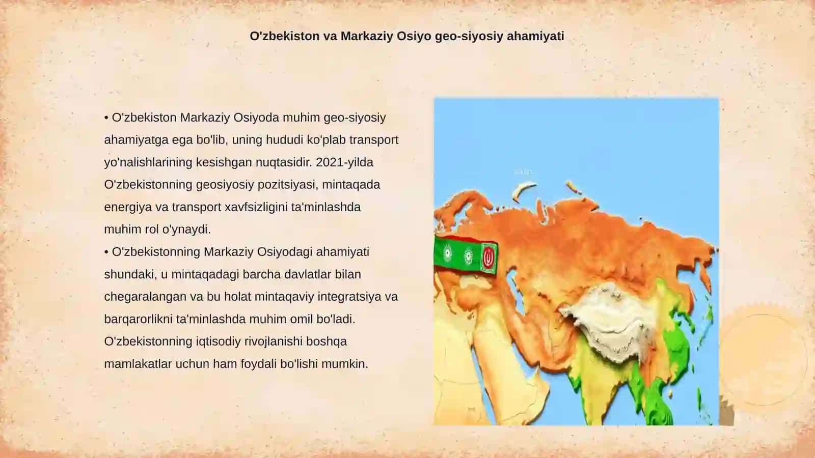 O'zbekistonning Markaziy Osiyoda tinchlik va barqarorlikni ta'minlashdagi o'rni 3