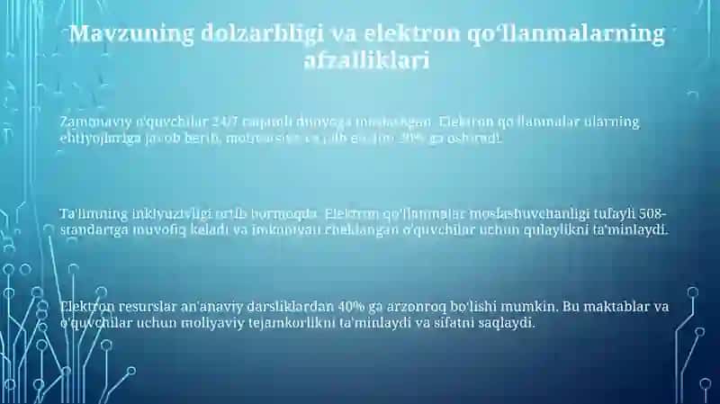 Elektron interaktiv oʻquv qoʻllanmalari: dolzarbligi va afzalliklari 3