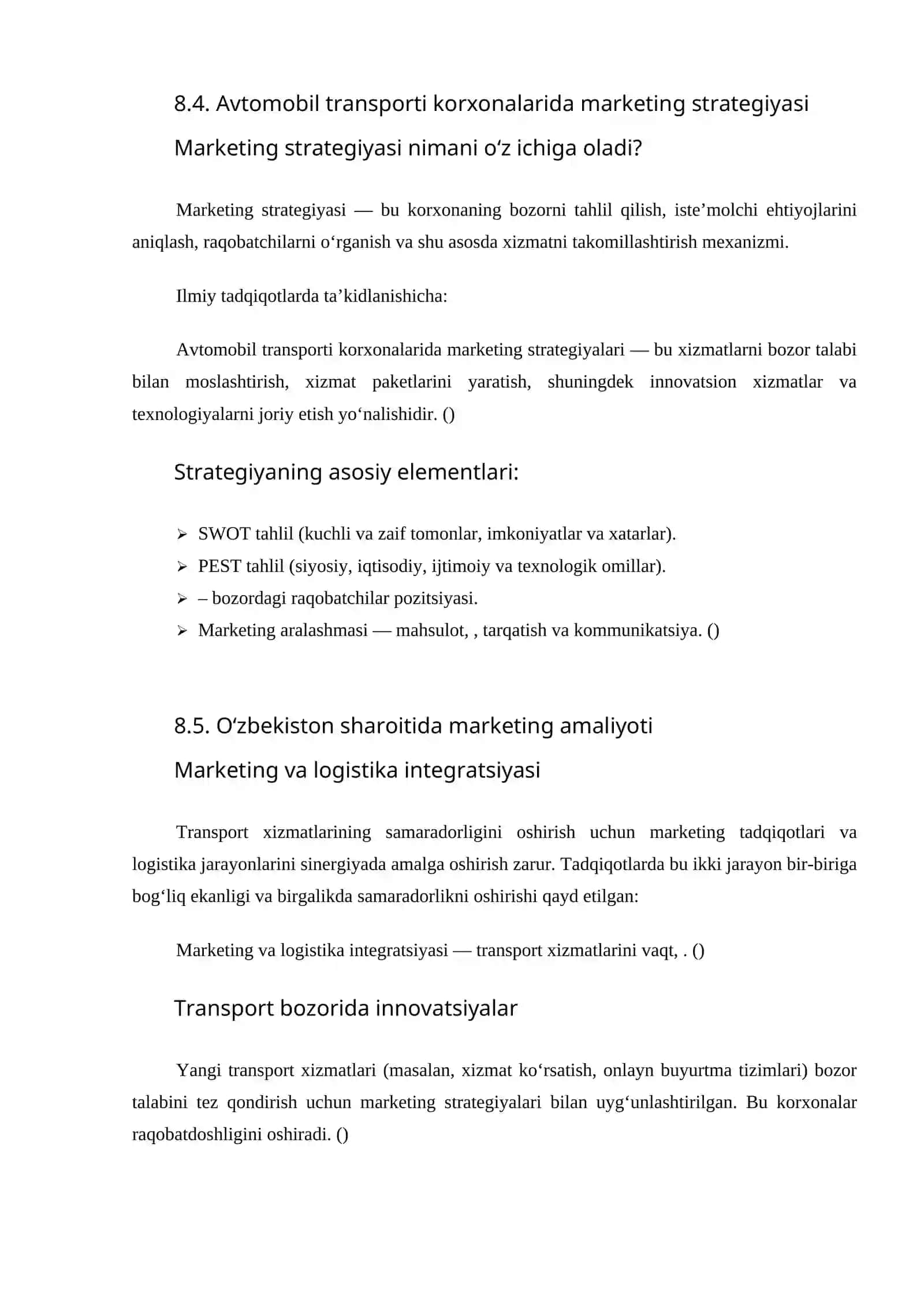 Avtomobil Transporti Korxonalarning Marketing Faoliyati 3