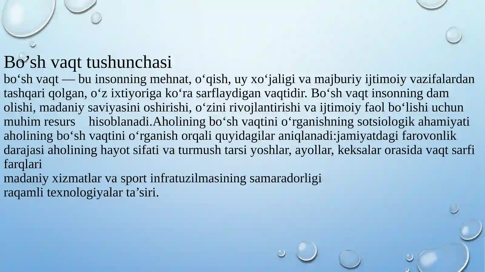 AHOLINING BO‘SH VAQTI VA UNING SARFLANISHI 3