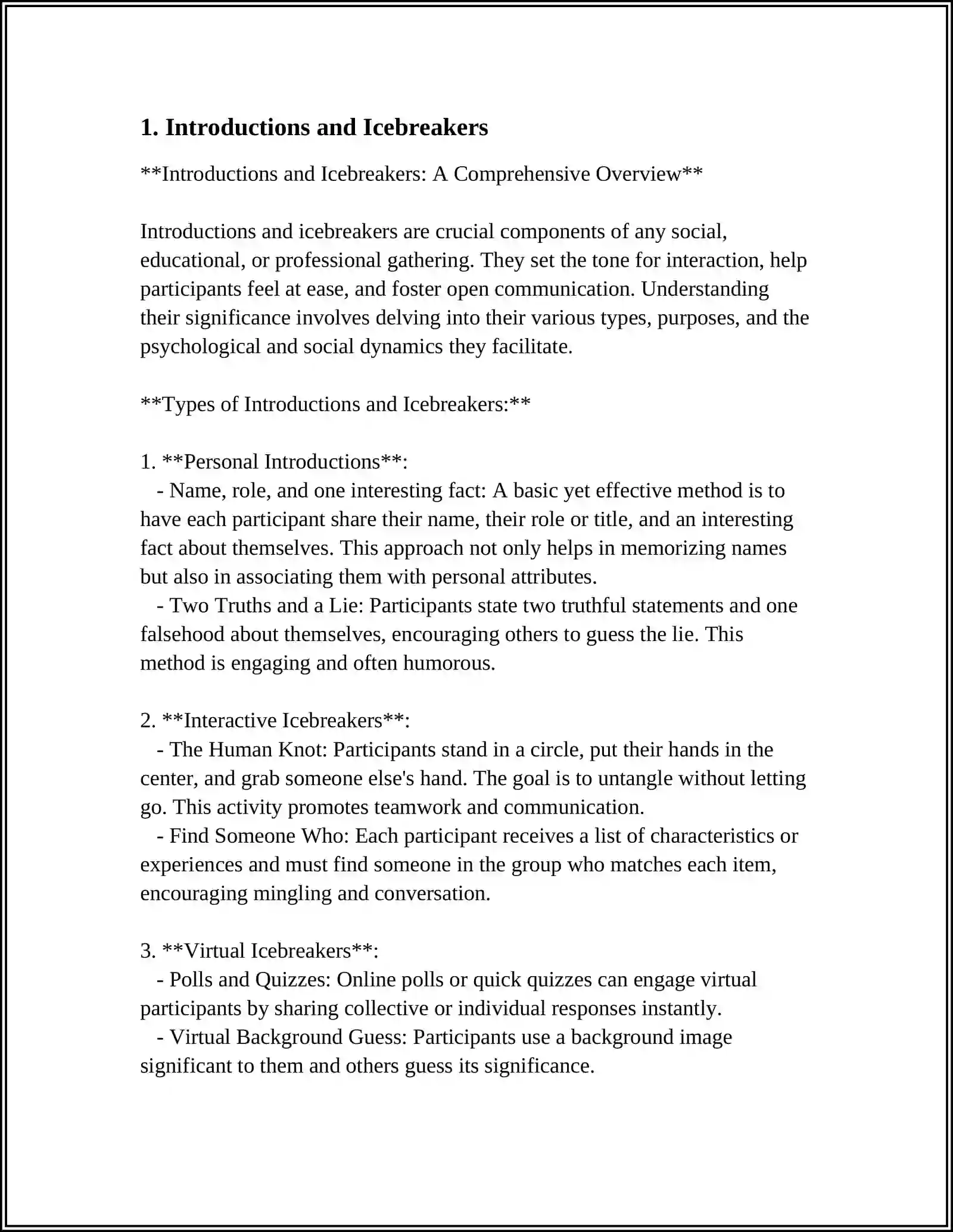 Introductions and Icebreakers: A Comprehensive Overview 3