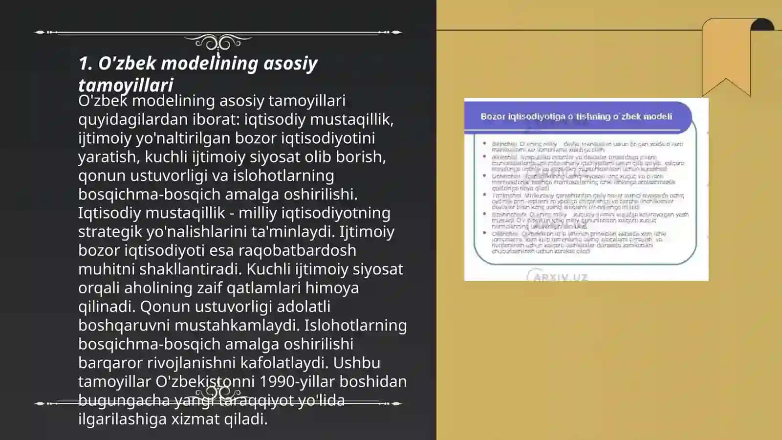 O'zbek modelining asosiy tamoyillari 3