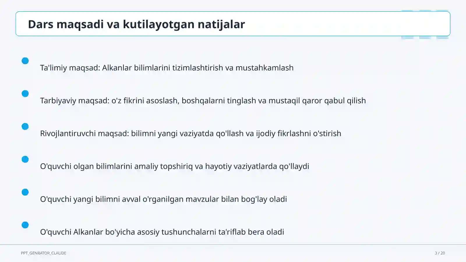 Alkanlar (10-sinf) 3
