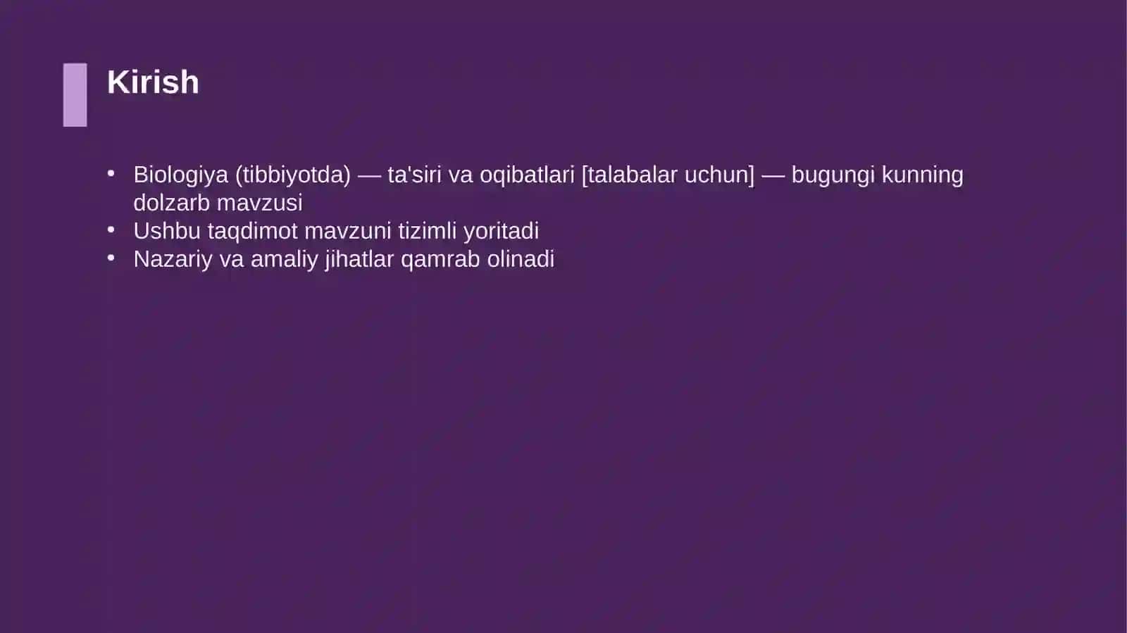 Biologiya (tibbiyotda) — ta'siri va oqibatlari [talabalar uchun] 3