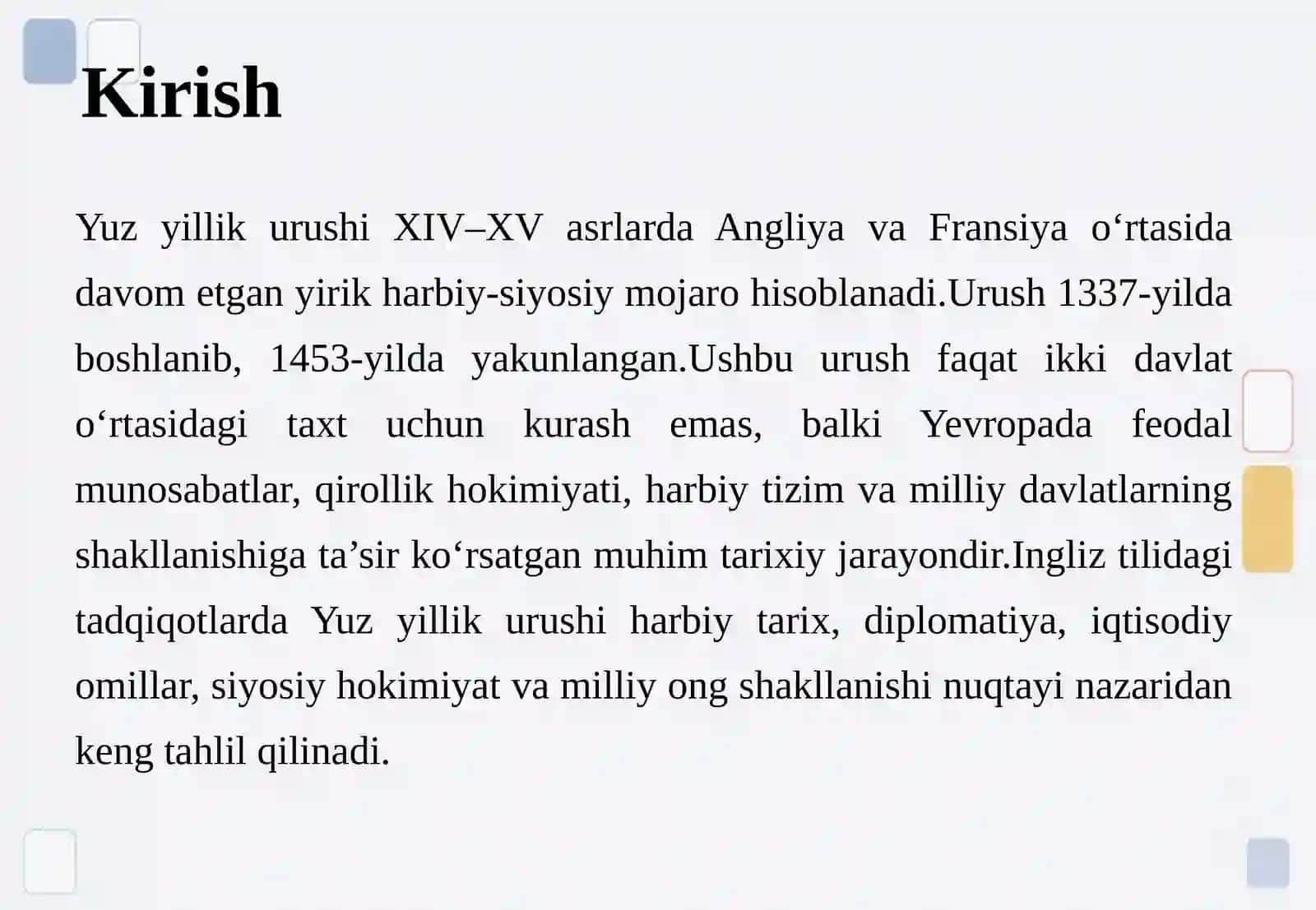 Yuz yillik urushi tarixiga oid ingliz tilidagi tadqiqotlar 3
