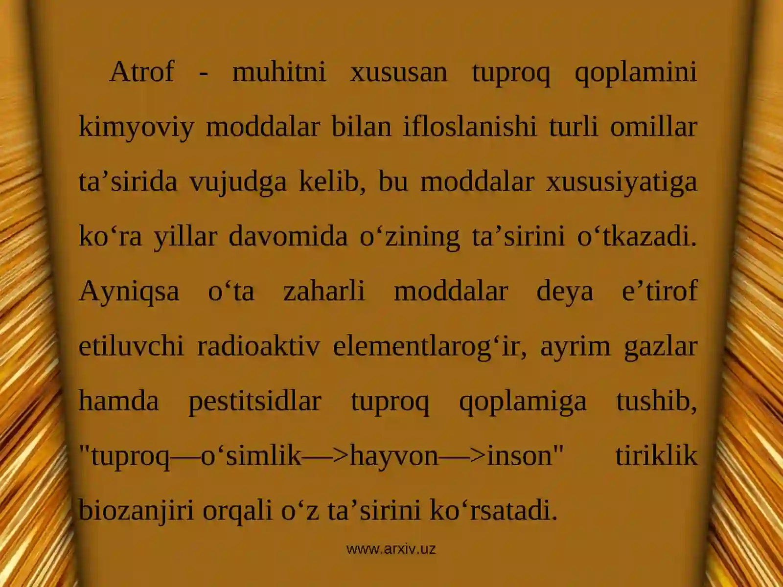 Tuproqlarning zaharli moddalari va texnogen chiqindilar bilan ifloslanishi 3