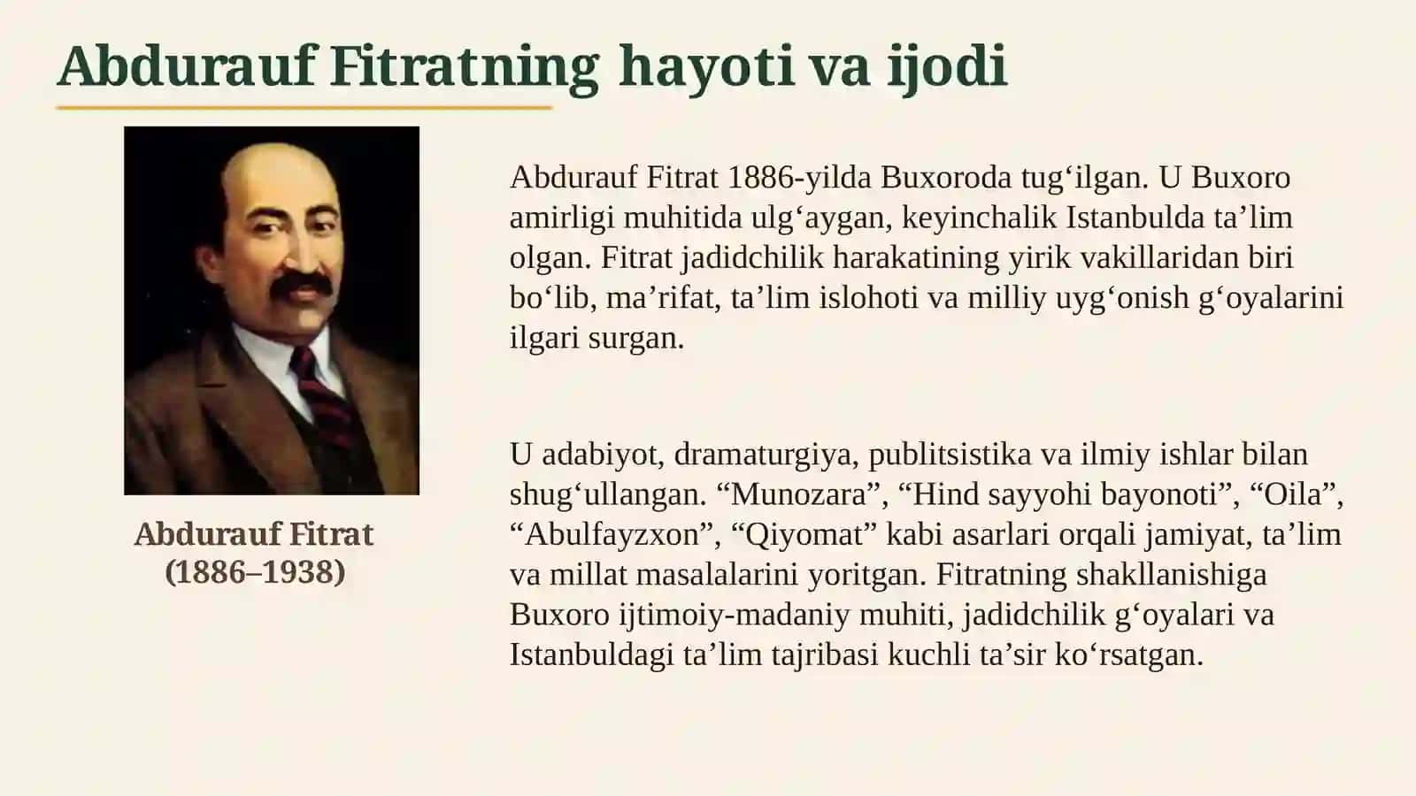 FITRAT IJODIDA MILLAT VA MA'RIFAT MASALASI 3