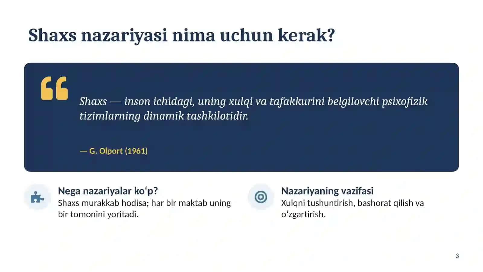 Turli xil psixologiya maktablarining shaxs nazariyalari 3