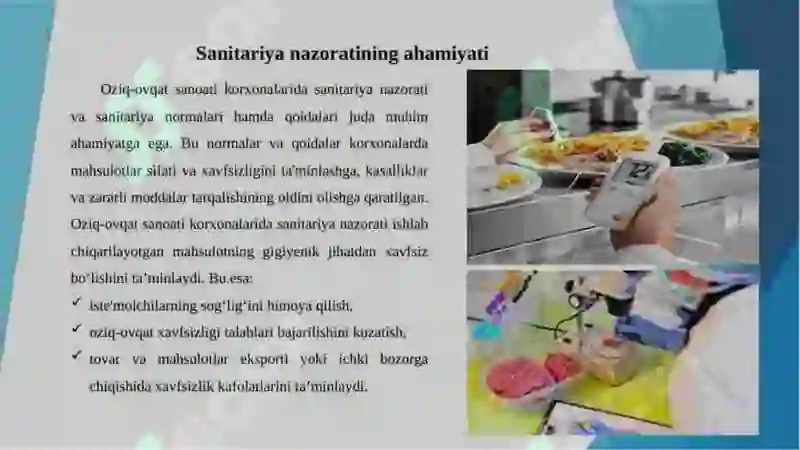 Ishlab chiqarish korxonalarida oziq-ovqat mahsulotlarini saqlash va qayta ishlashga qo’yiladigan gigiyenik talablar 3
