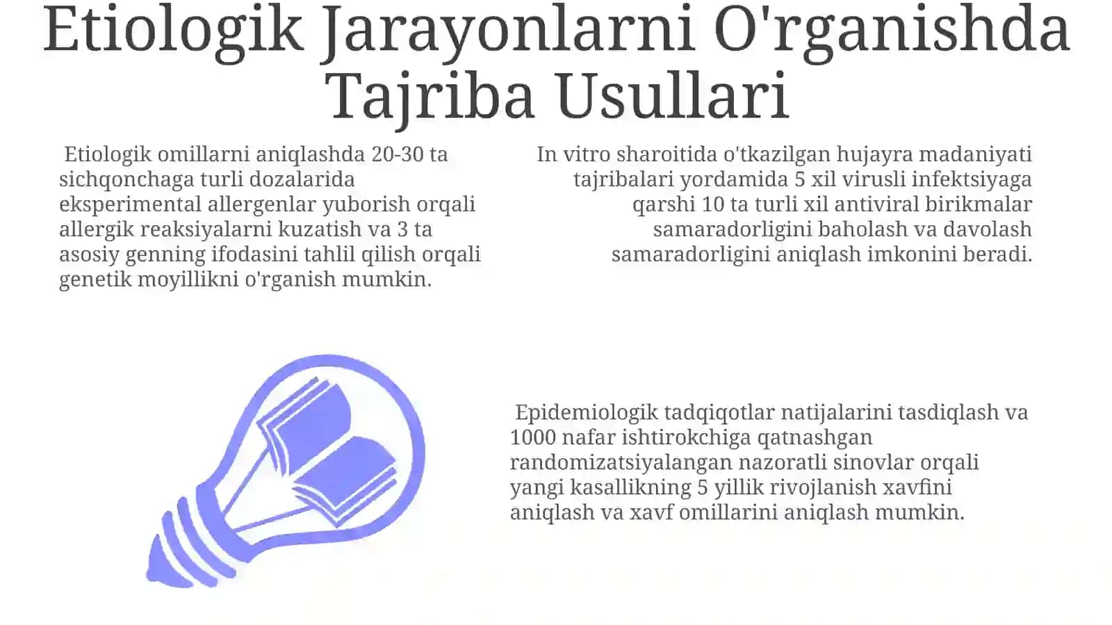 Etiologik Jarayonlarni O'rganishda Tajriba Usullari 3