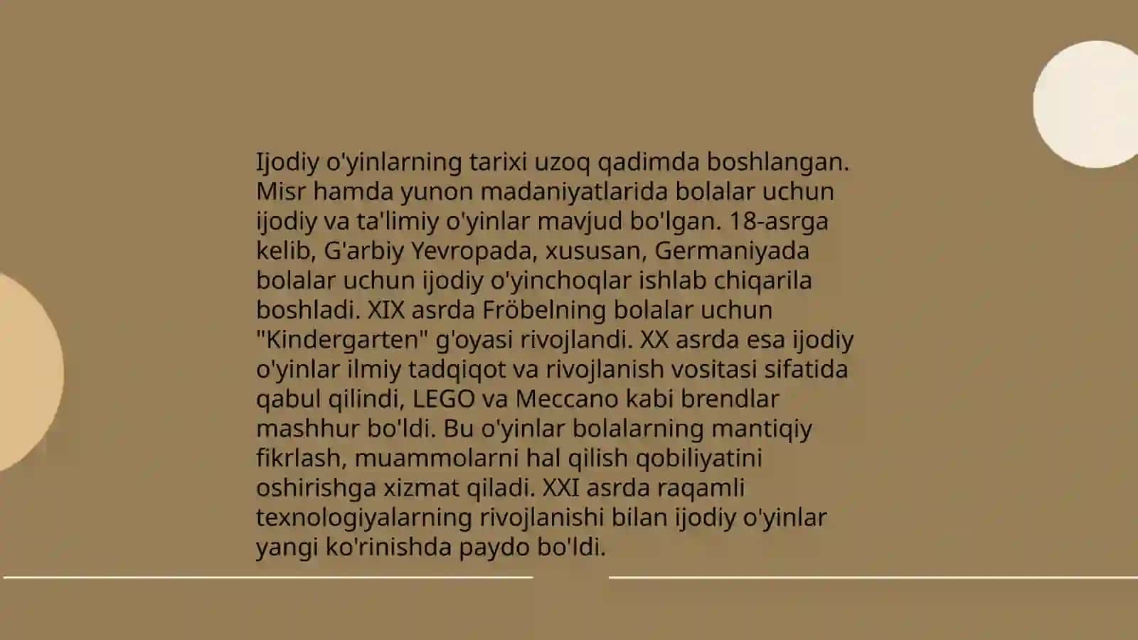 Ijodiy o'yinlar va ularning turlari 3