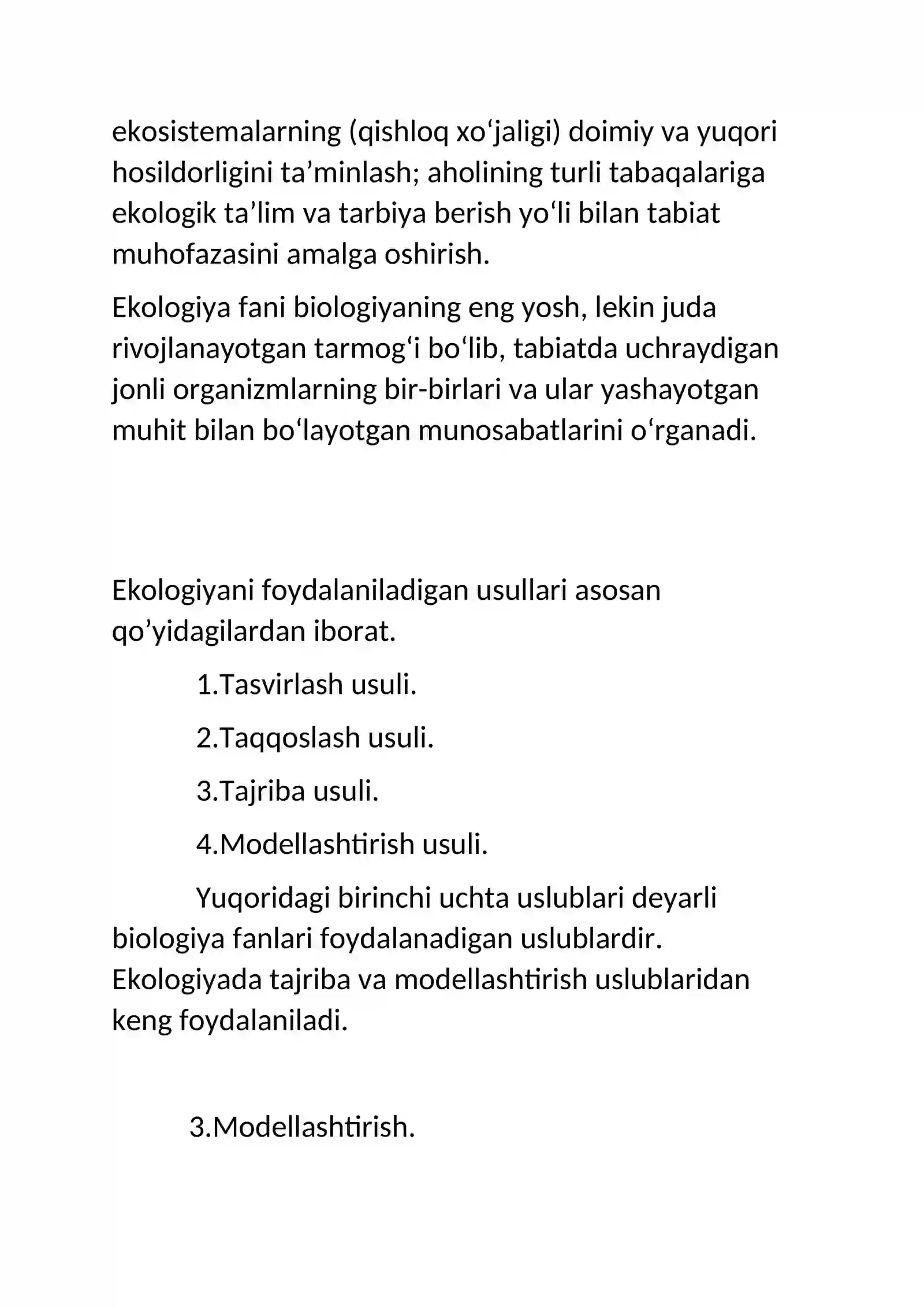 Ekologiya va atrof muhit muhofazasi fani maqsad vazifalari tadqiqot metodlari 3