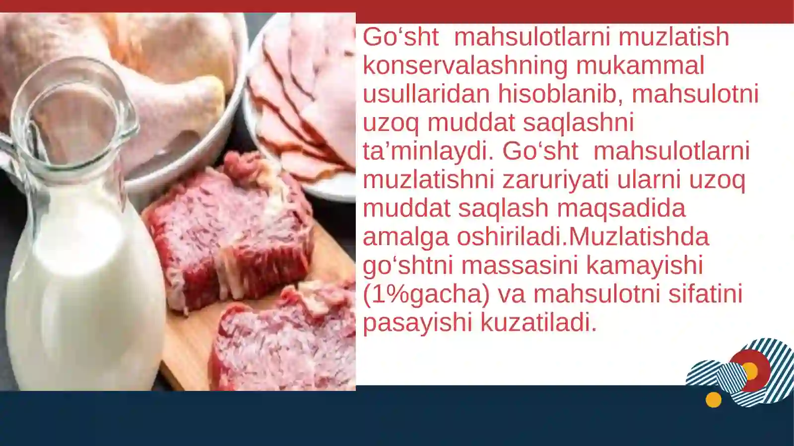 Go‘sht va sut mahsulotlarini muzlatish va saqlashdagi 3