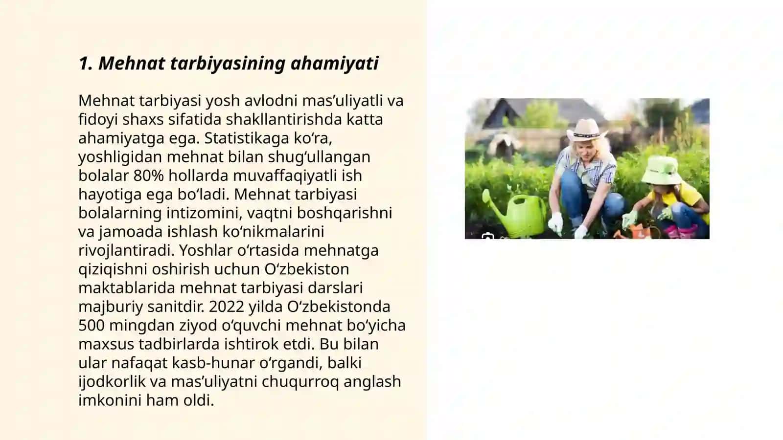Mehnat tarbiyasi haqida slayd yaratish 3