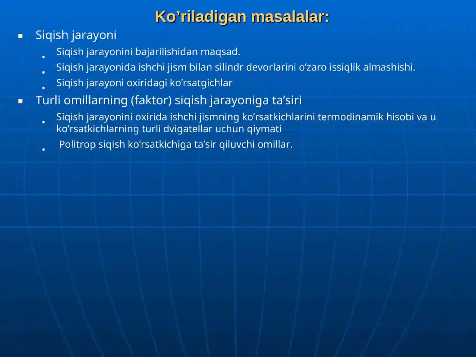 "Issiqlik texnikasi va ichki yonuv dvigatellari" fani bo’yicha elektron ma’ruza matnlarini 3