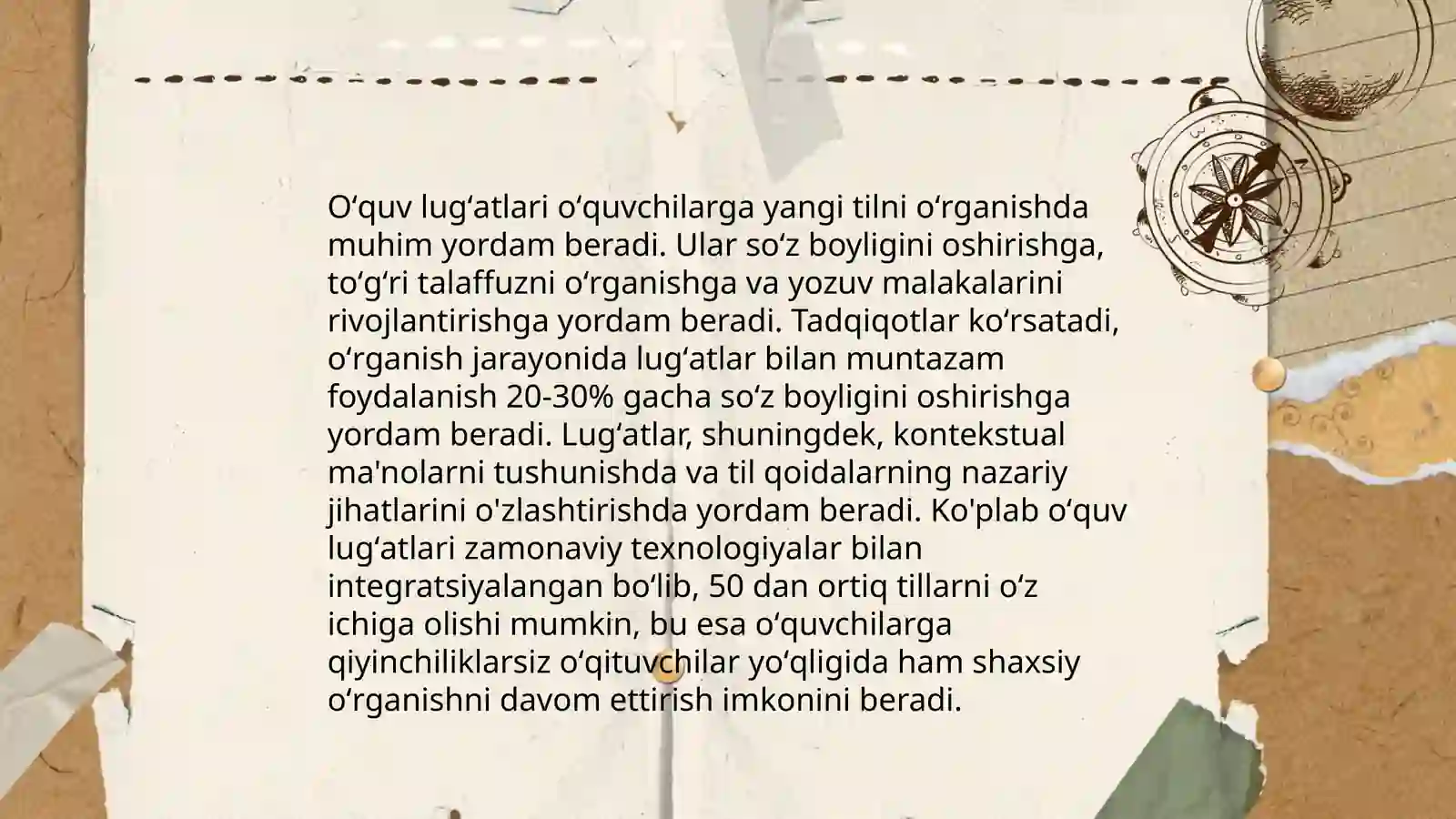 Ona tili darslari uchun yaratilgan oʻquv lugʻatlari. Muammolar va yechimlar 3