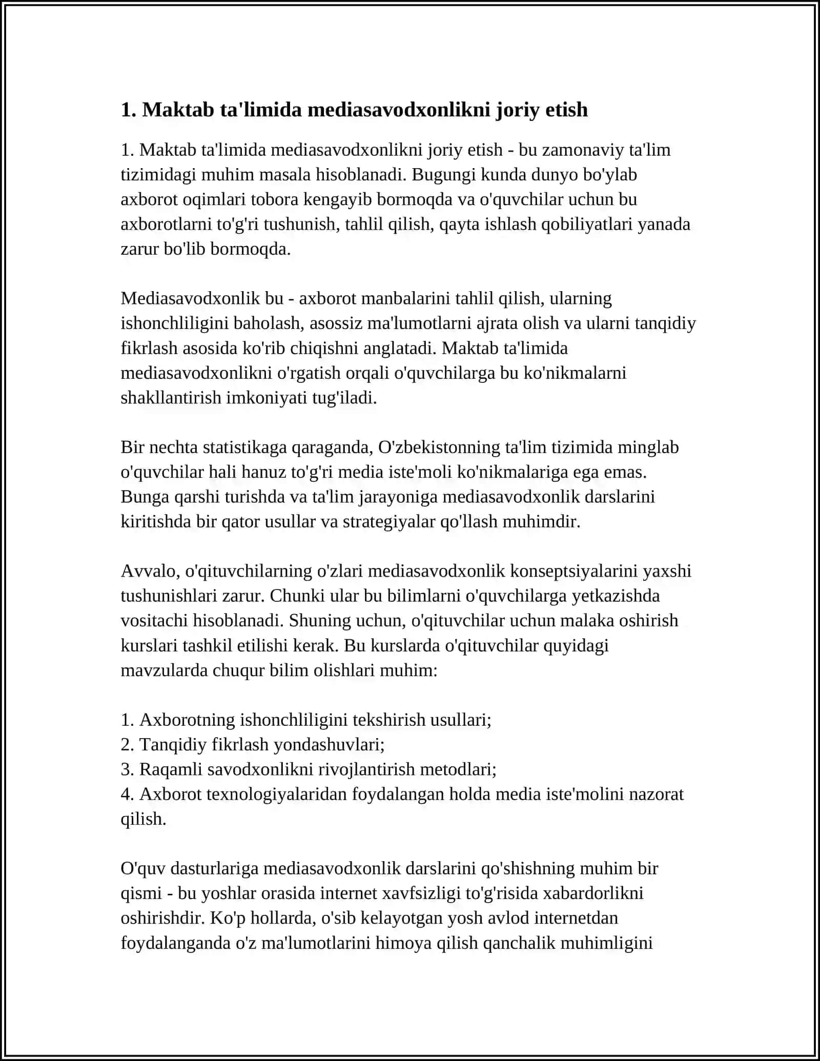MEDIASAVODXONLIKNI RIVOJLANTIRISH YOLLARI 3