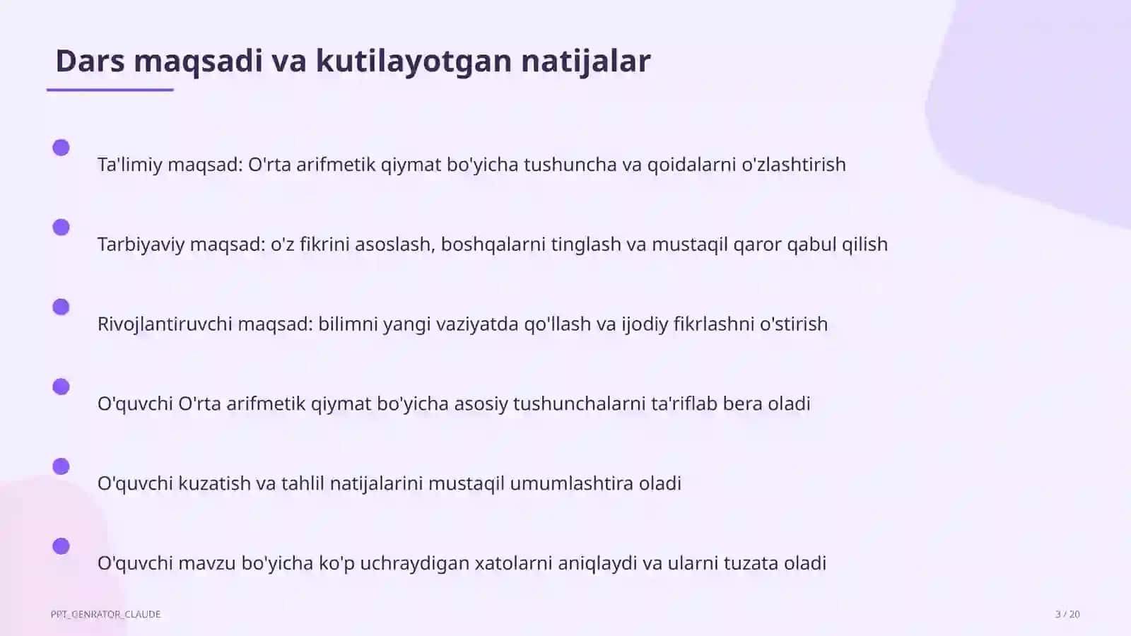 O'rta arifmetik qiymat (5-sinf) 3