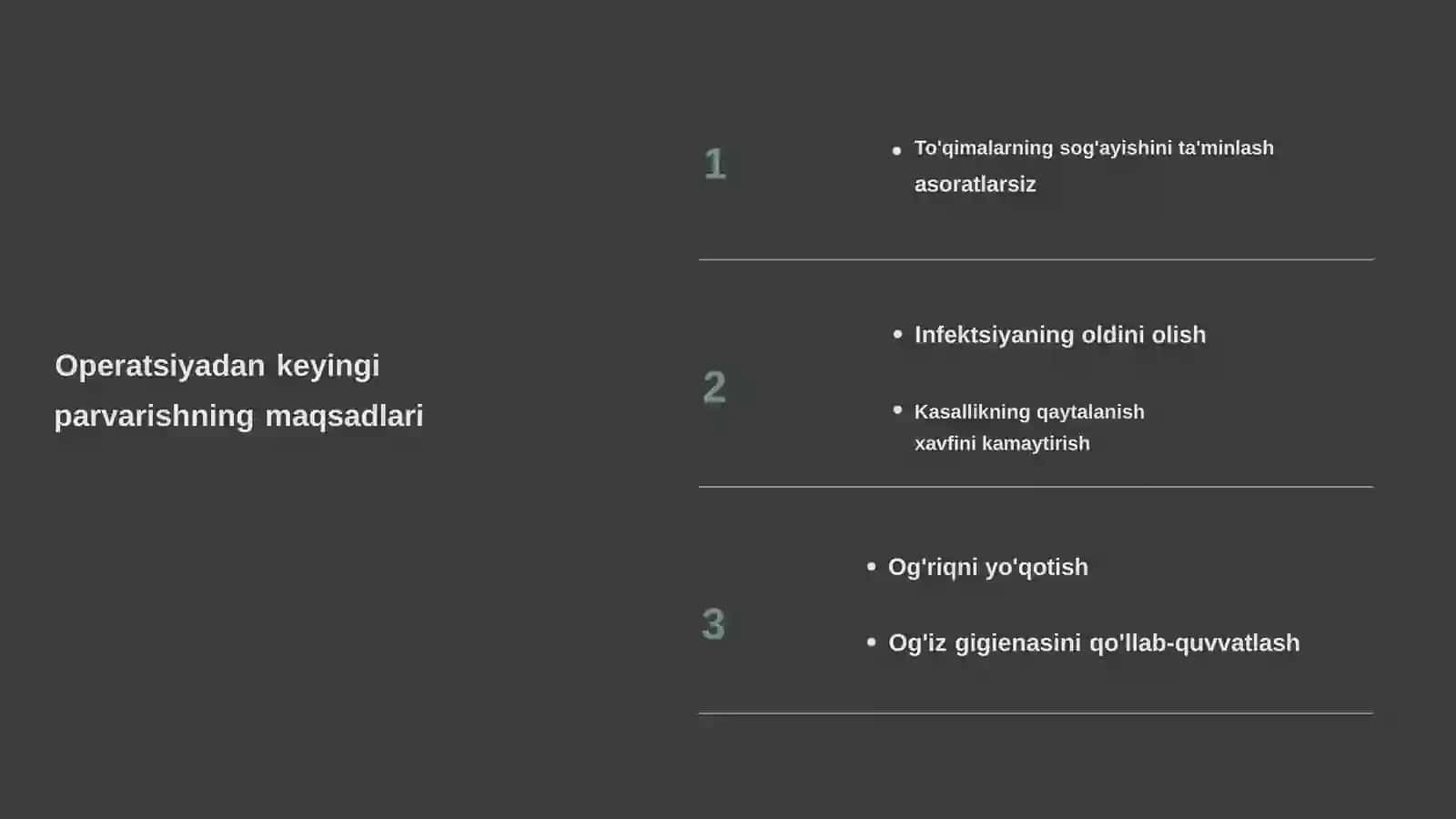 Yuz-jag‘ sohasi yumshoq va suyak to‘qimalari plastika operatsiyalarinio‘tkazgan bemorlarni parvarishlash 3
