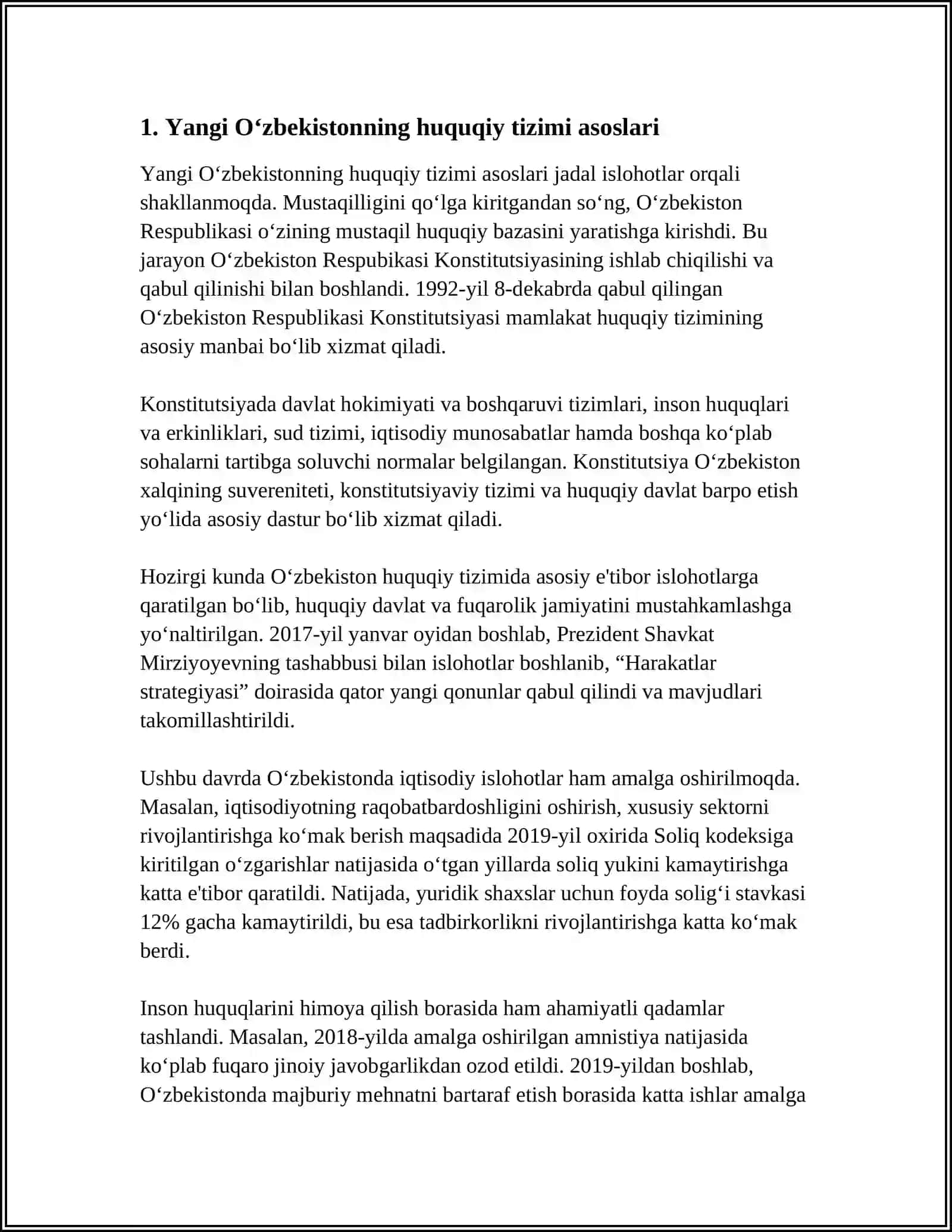 YANGI OʻZBEKISTON INSON HAQ-HUQUQLARI VA ERKINLIKLARI KAFOLATINING YARATILISHI 3